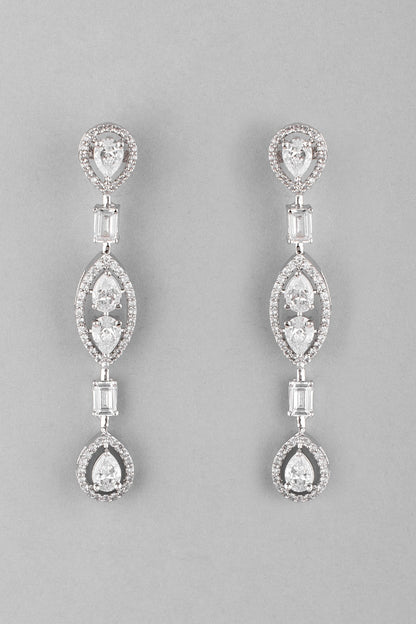 White Finish Dangler Diamond Earrings