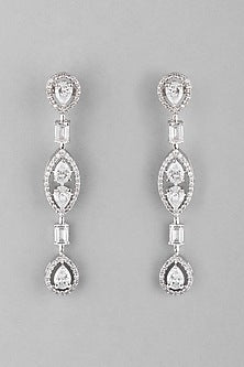 White Finish Dangler Diamond Earrings