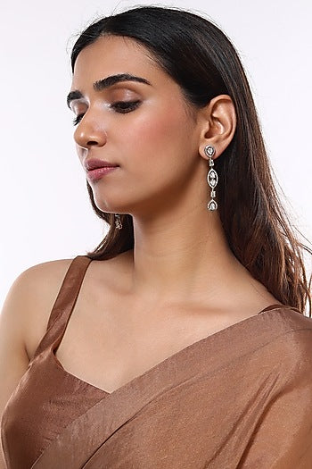 White Finish Dangler Diamond Earrings