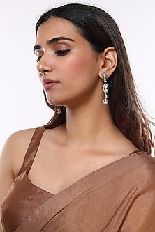 White Finish Dangler Diamond Earrings