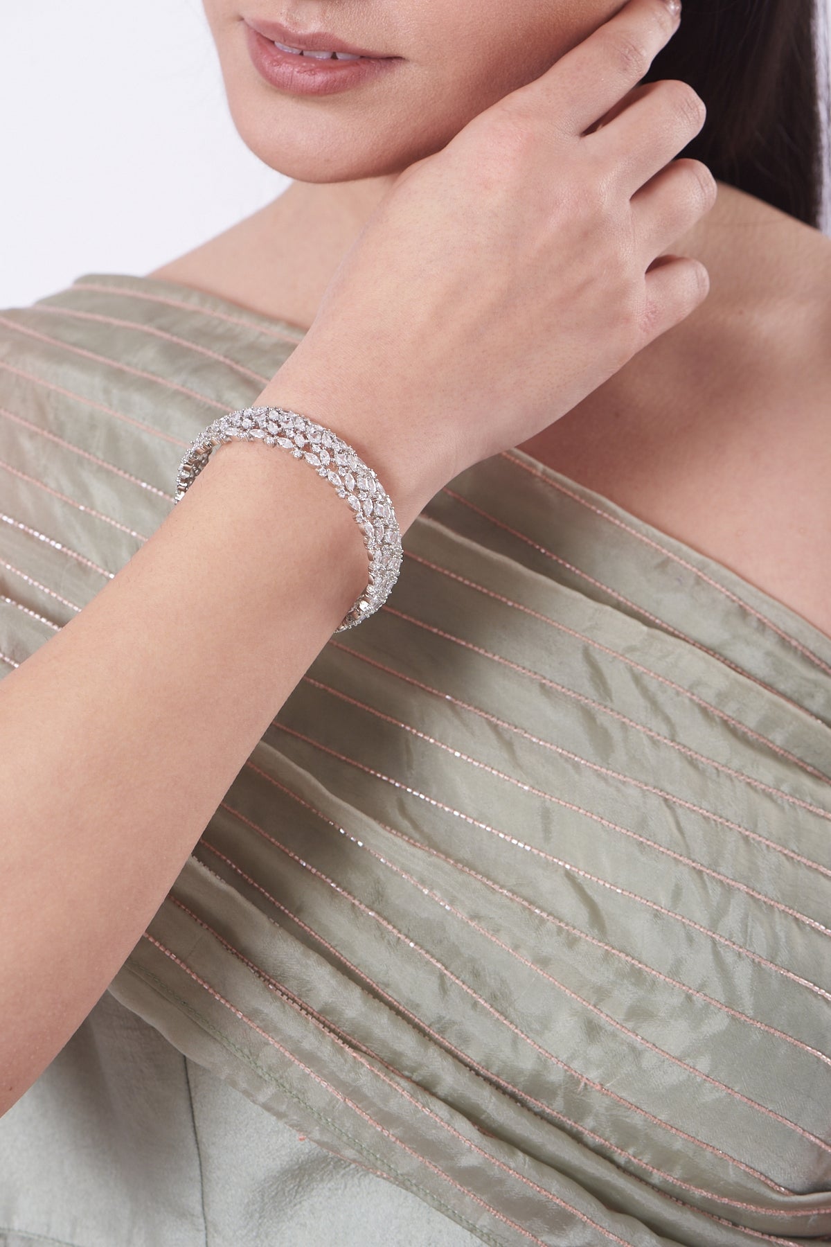 White Finish Zircon Bangle