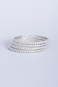 White Finish Zircons Bangles (Set of 4)