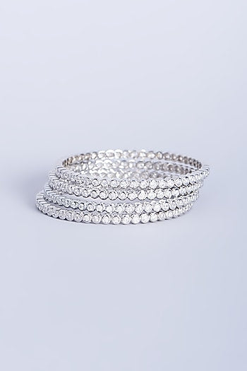 White Finish Zircons Bangles (Set of 4)