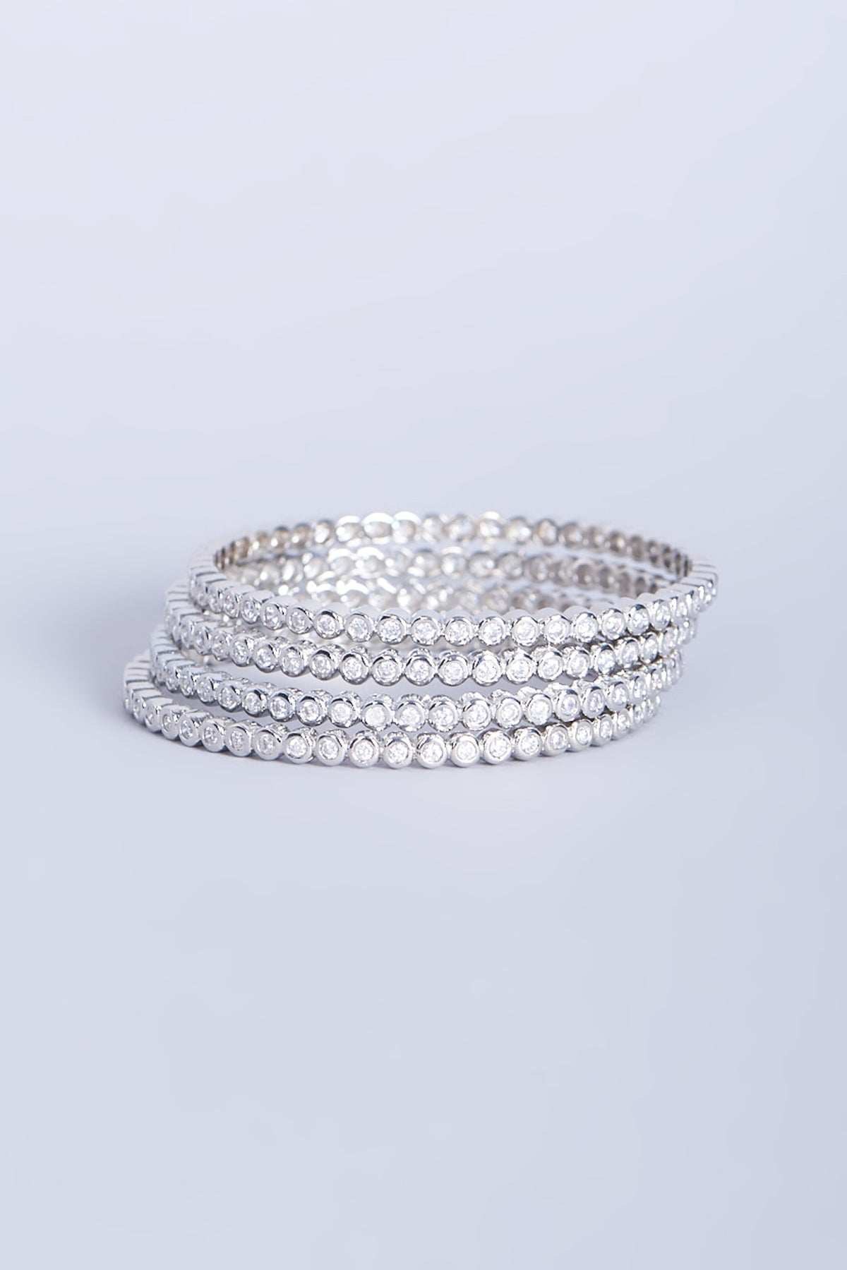 White Finish Zircons Bangles (Set of 4)