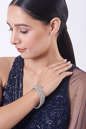 White Finish Zircons Bangles (Set of 4)