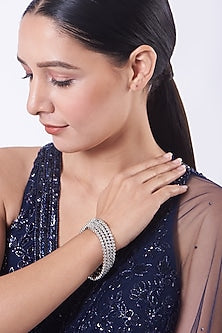 White Finish Zircons Bangles (Set of 4)