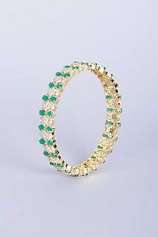 Gold Finish Zircon Bangles (Set of 2)