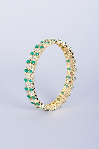 Gold Finish Zircon Bangles (Set of 2)