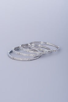 White Finish Zircon Bangles(Set of 4)