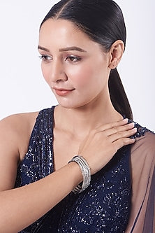 White Finish Zircon Bangles(Set of 4)