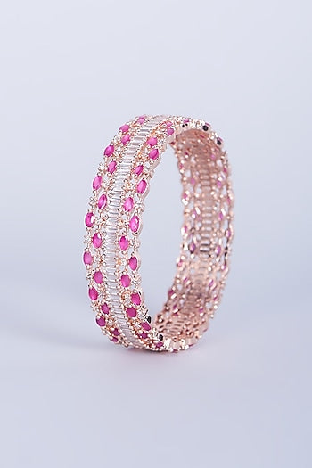 Rose Gold Finish Faux Diamonds Bangle
