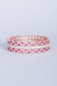 Rose Gold Finish Faux Diamonds Bangle