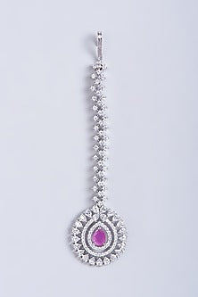 White Finish Faux Diamonds Maang Tikka