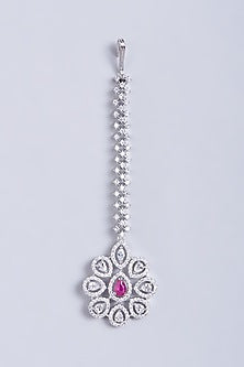 White Finish Faux Diamonds & Zircons Maang Tikka