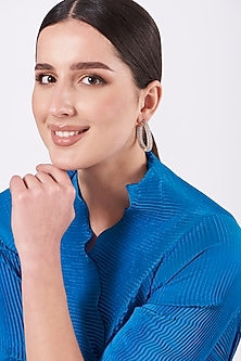 Gold Finish Faux Diamonds Hoop Earrings