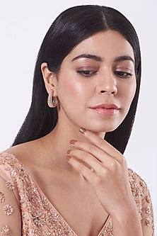 Rose Gold Finish Faux Diamonds Hoop Earrings