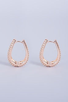 Rose Gold Finish Faux Diamonds Hoop Earrings
