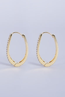 Gold Finish Zircons & Faux Diamonds Hoop Earrings