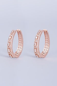 Rose Gold Finish Faux Diamonds Earrings