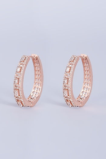 Rose Gold Finish Faux Diamonds Earrings