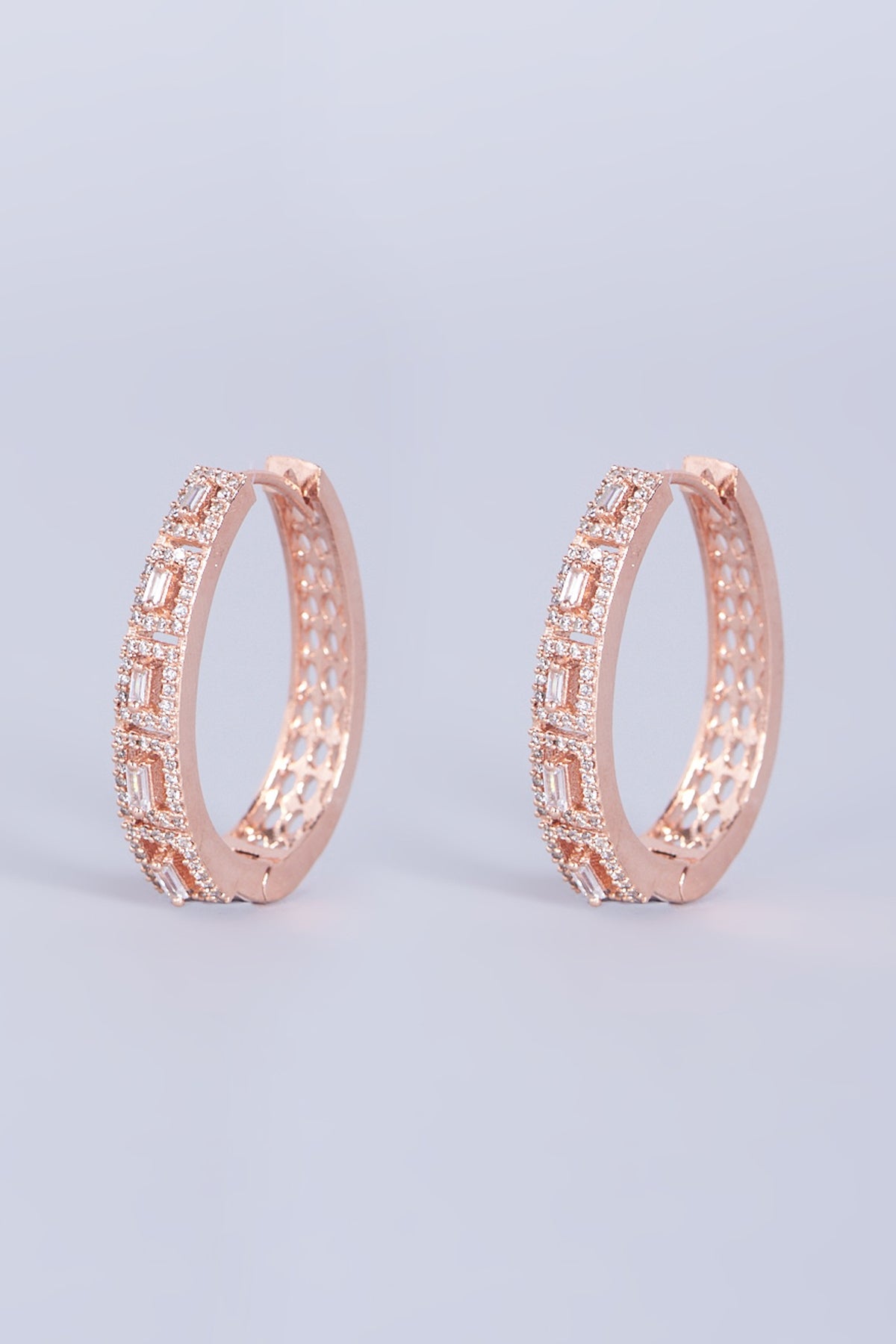 Rose Gold Finish Faux Diamonds Earrings