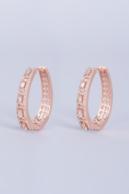 Rose Gold Finish Faux Diamonds Earrings
