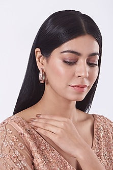 Rose Gold Finish Faux Diamonds Earrings