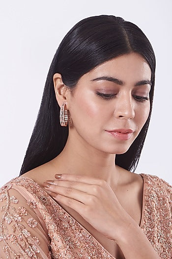 Rose Gold Finish Faux Diamonds Earrings