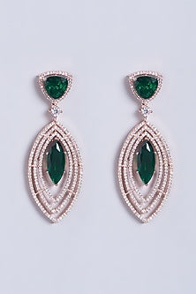 Rose Gold Finish Faux Diamonds & Zircons Earrings