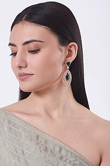 Rose Gold Finish Faux Diamonds & Zircons Earrings