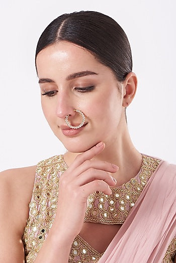 Gold Finish Faux Diamonds Nose Ring