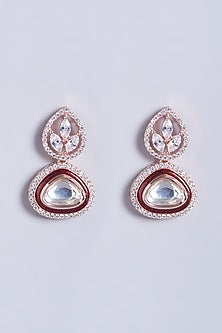 Rose Gold Finish Faux Diamonds Stud Earrings