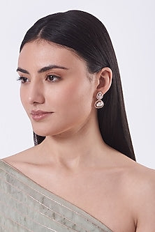 Rose Gold Finish Faux Diamonds Stud Earrings