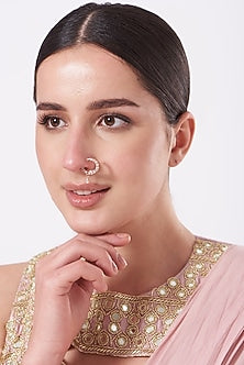 Gold Finish Nose Ring With Faux Diamonds