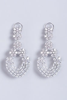 White Finish Faux Diamond Earrings