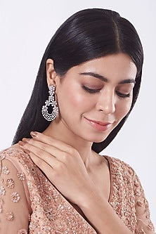 White Finish Faux Diamond Earrings