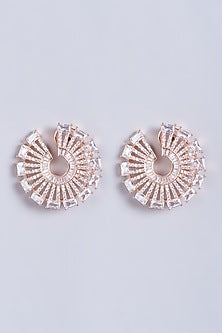 White Finish Faux Diamond Stud Earrings