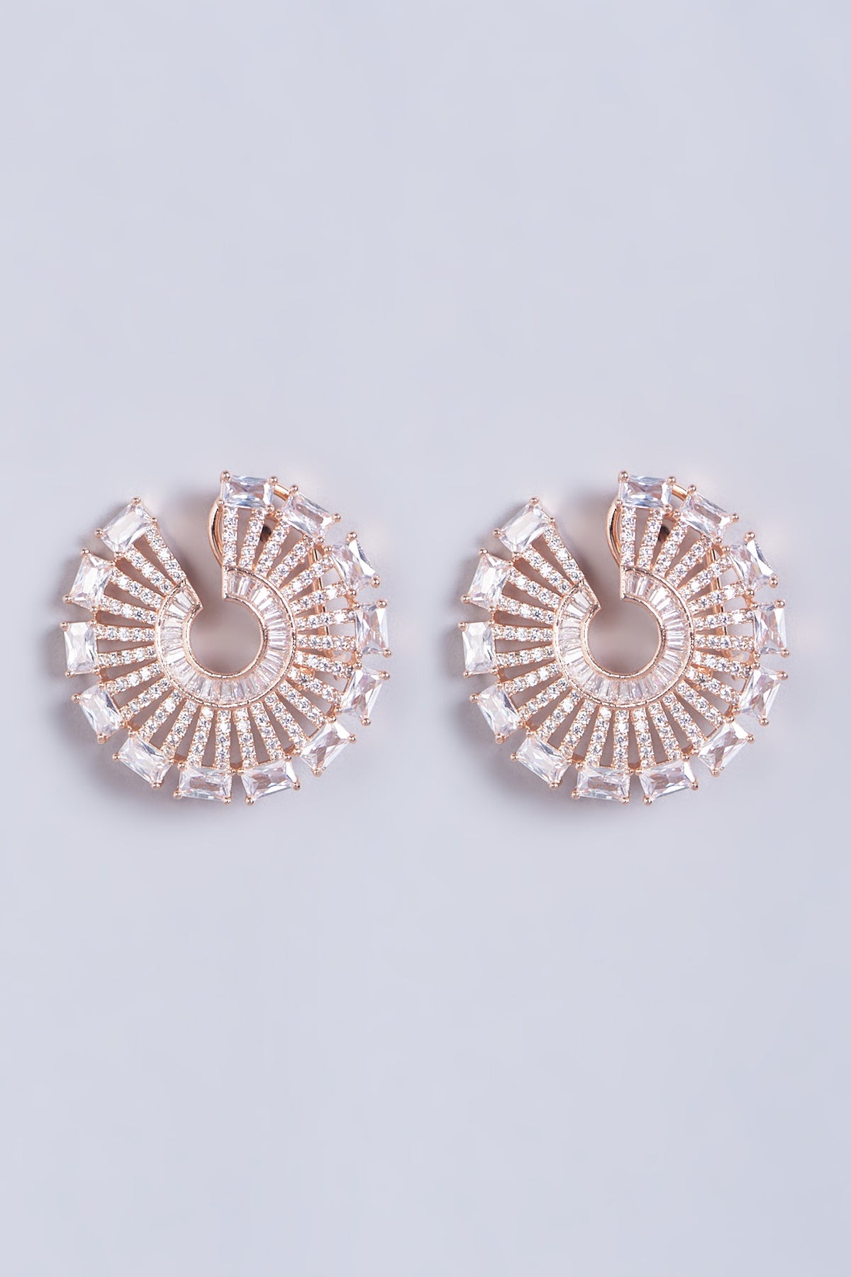 White Finish Faux Diamond Stud Earrings