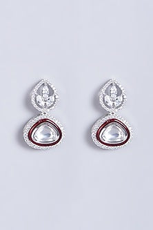 White Finish Faux Diamond Stud Earrings