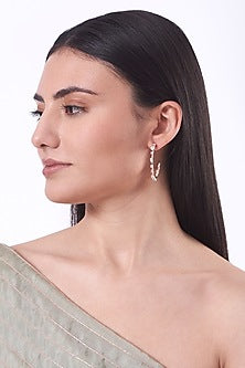Rose Gold Finish Faux Diamond Hoop Earrings