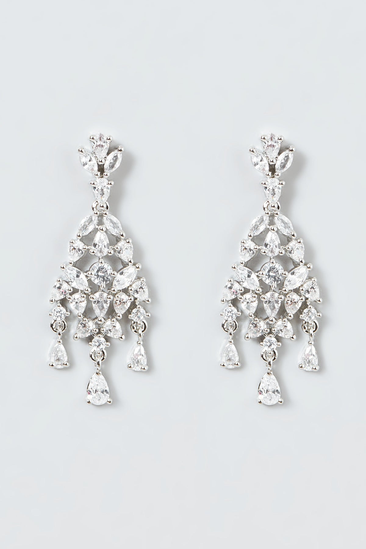 White Finish Necklace Set With Zircons