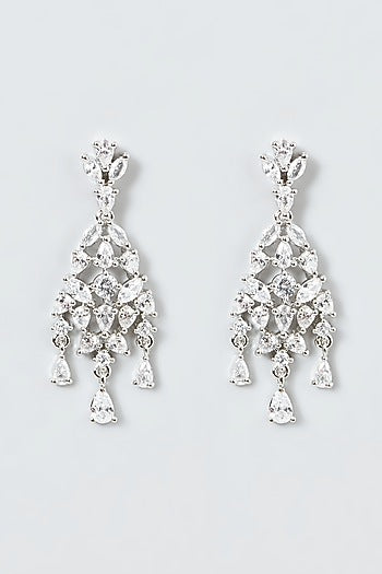 White Finish Necklace Set With Zircons