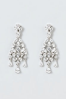 White Finish Necklace Set With Zircons