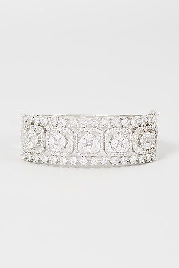 White Finish Faux Diamond Bracelet