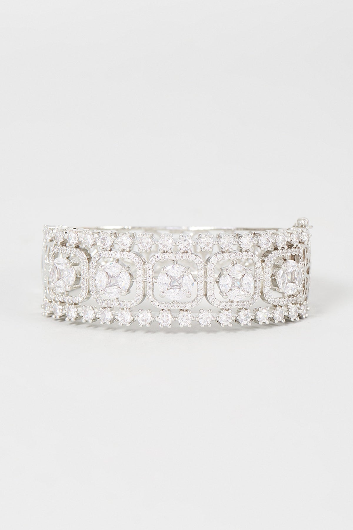 White Finish Faux Diamond Bracelet