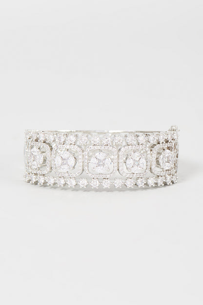 White Finish Faux Diamond Bracelet