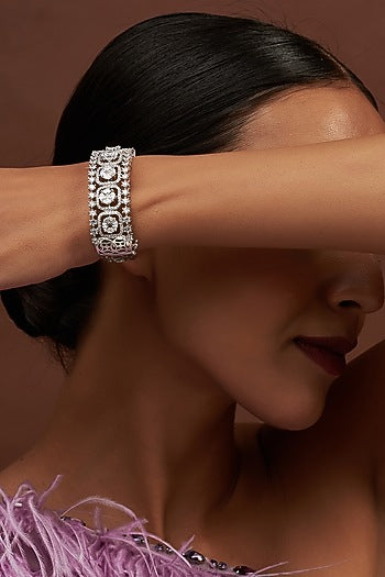 White Finish Faux Diamond Bracelet