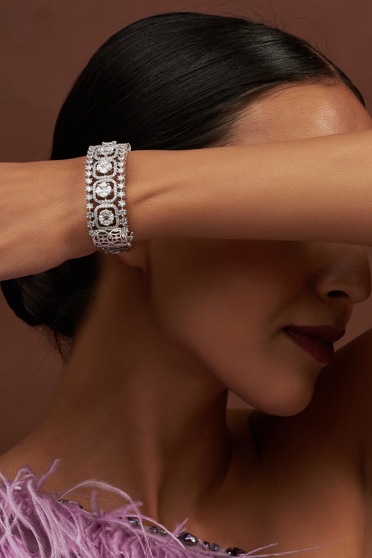 White Finish Faux Diamond Bracelet