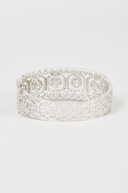 White Finish Faux Diamond Bracelet