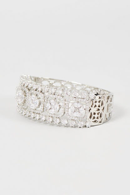 White Finish Faux Diamond Bracelet